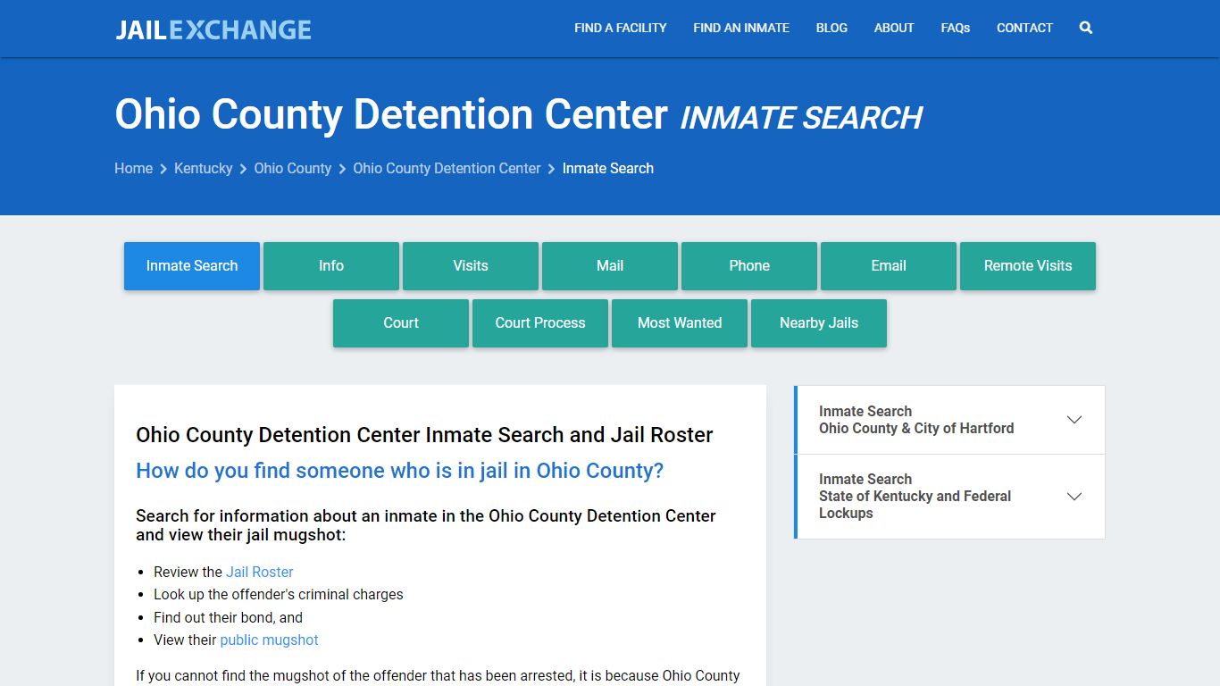 Ohio County Detention Center Inmate Search - Jail Exchange